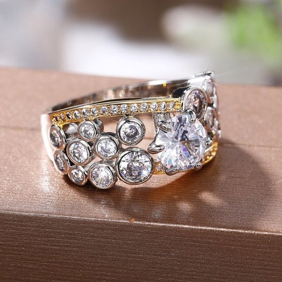 925 Silver Plated 4A Round Brilliant Cut CZ Wedding Ring, MLNN1058 - Picture 3 of 5